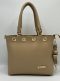 Sophisticated Tan Tote with Gold Detailing