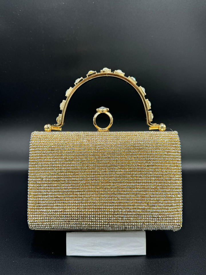 Elegant gold and diamond evenving clutch