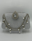 Elegant Evening Clutch with Pearl Chain Accents