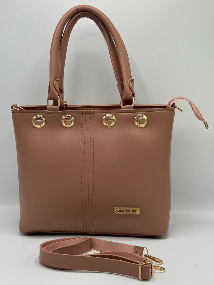 Sophisticated Tan Tote with Gold Detailing