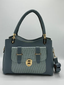 Elegant Taupe Handbag with Croc-Embossed Pocket