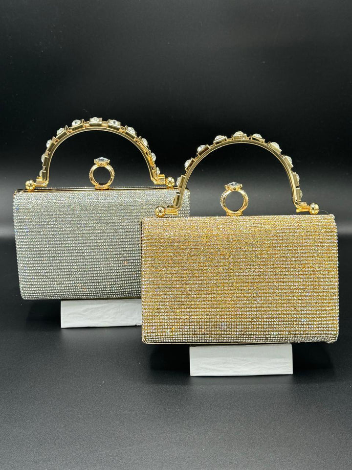 Elegant gold and diamond evenving clutch