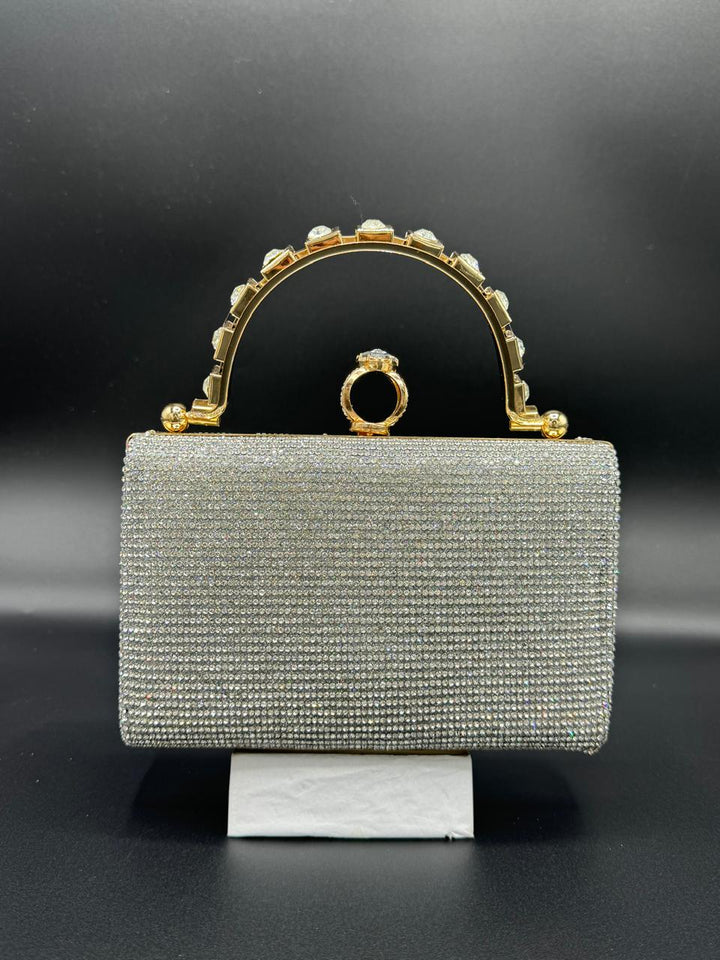 Elegant gold and diamond evenving clutch